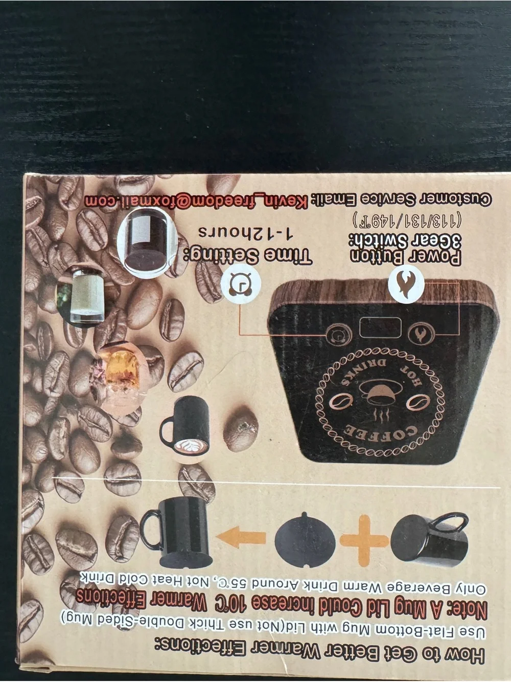 New Smart Electric Coffee Mug & Candle Warmer (Wood Grain, 3 Temp Settings)